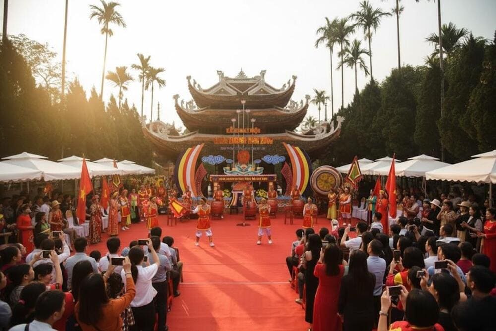 Không khí ngày khai hội tại chùa Thiên Trù